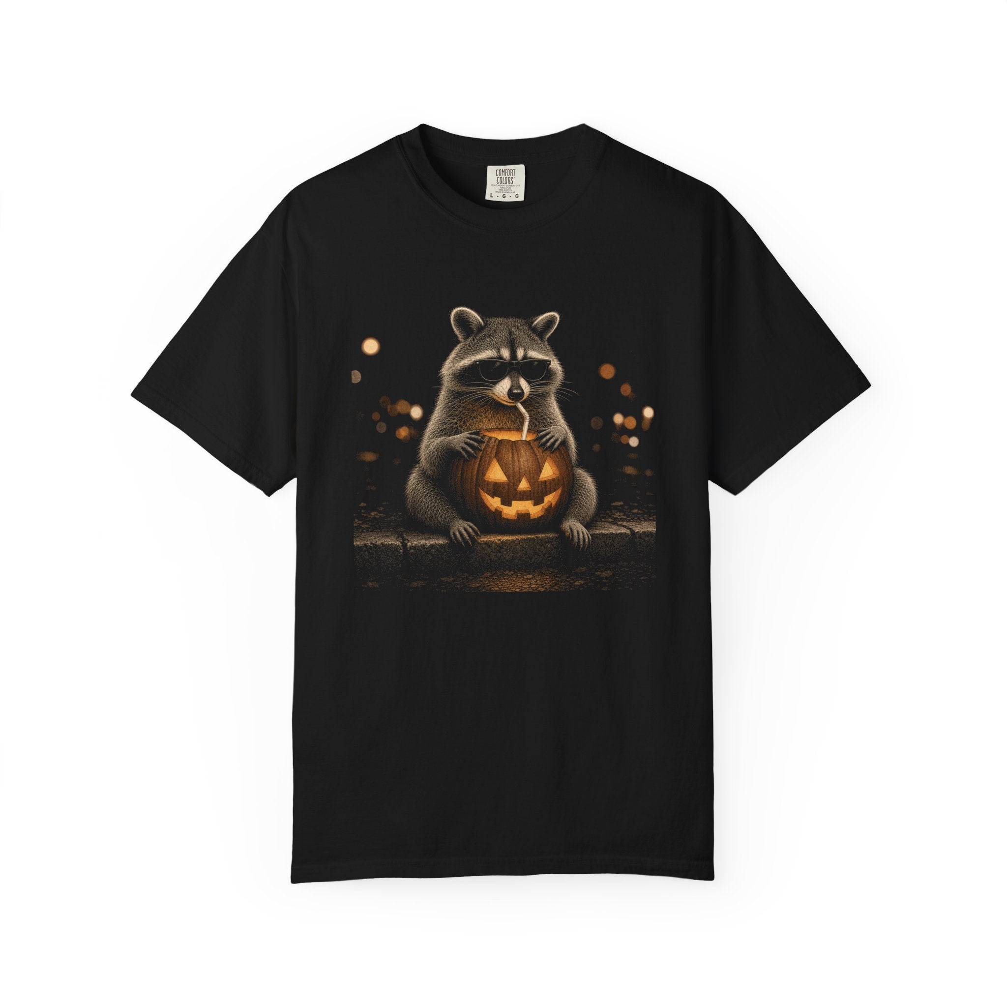 Raccoon Holding Jack-O'-Lantern T-shirt | Halloween Forest Night