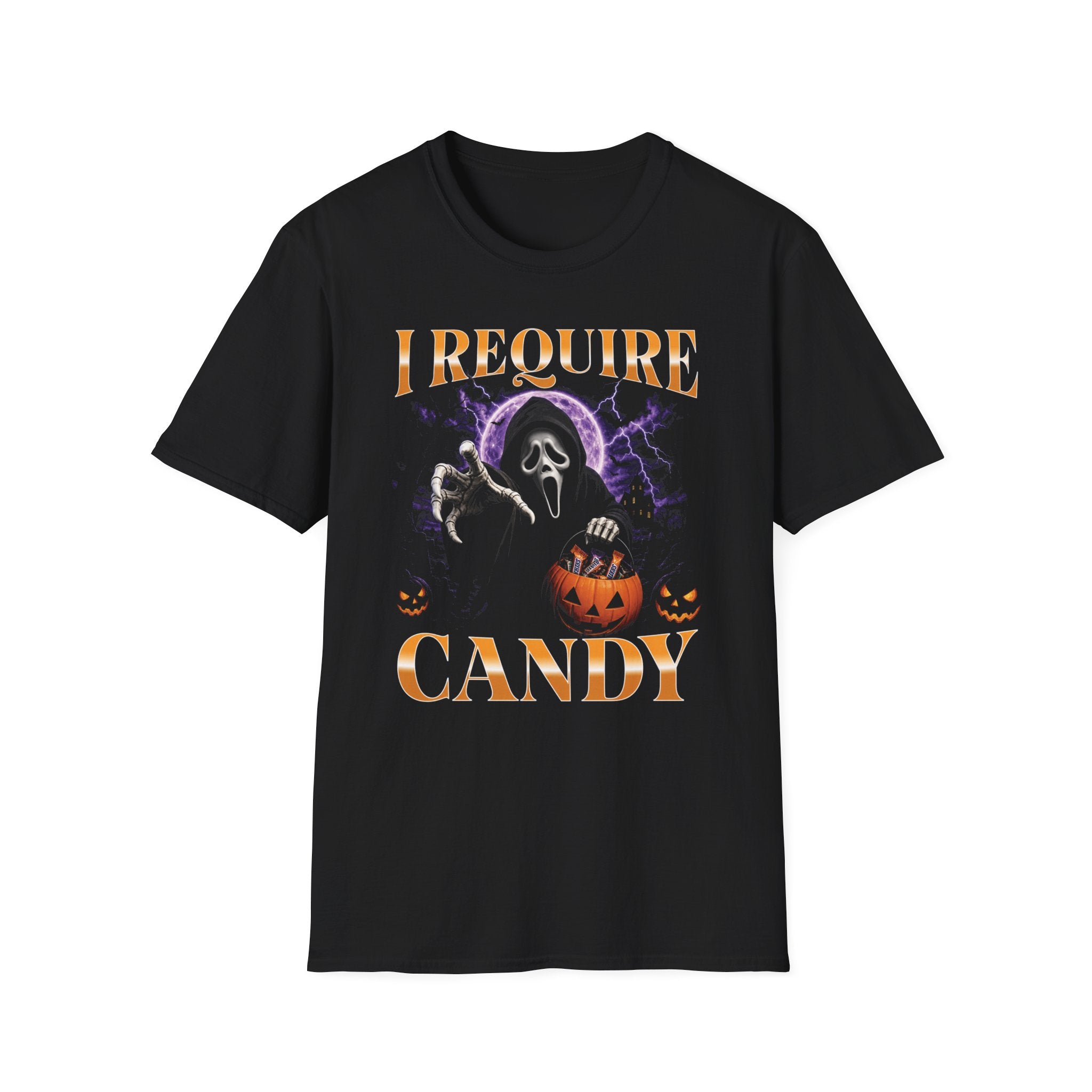 I Require Candy T-Shirt – Halloween Ghost Pumpkin Graphic Tee