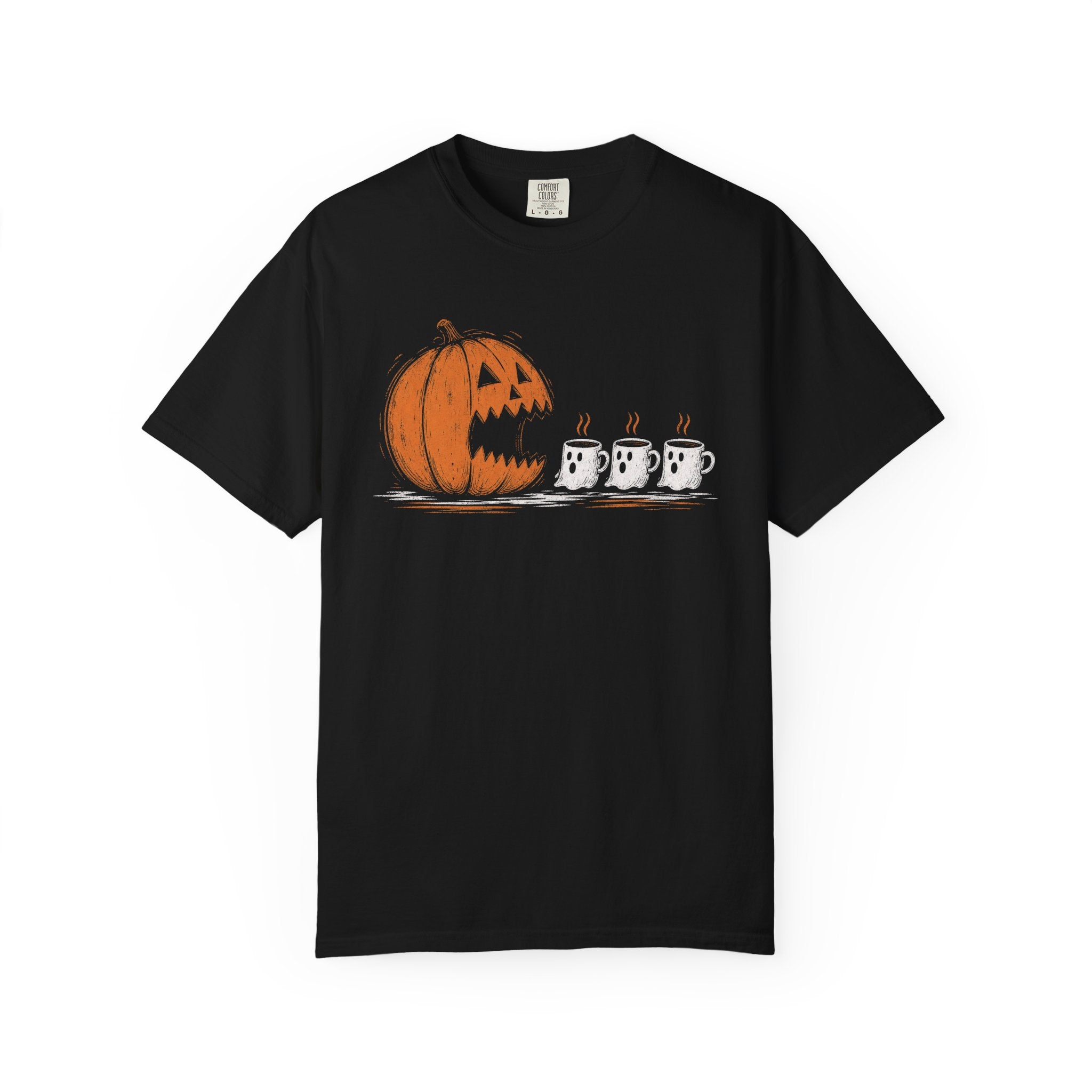 Jack-o'-Lantern and Ghost Mugs T-shirt | Halloween Pumpkin Tea Tee